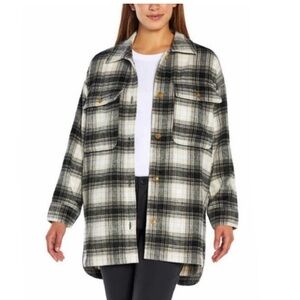 Banana Republic Plaid Oversized Shirt Jacket Shacket Poly/Wool Size XXL (18/20)